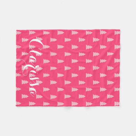 可愛いクリスマスツリーパステルとホットピンク フリースブランケット (正面(横))