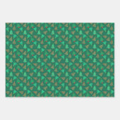 可愛いクリスマスツリーパターン – 赤、黒、緑 ラッピングペーパーシート (正面3)