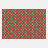 可愛いクリスマスツリーパターン – 赤、黒、緑 ラッピングペーパーシート (正面)