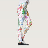 可愛いクリスマスツリーピンク緑レッドブルー レギンス (右)