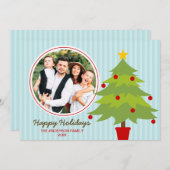 可愛いクリスマスツリーホリデーフォトカード シーズンカード (正面/裏面)