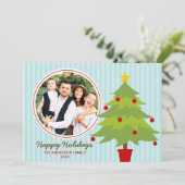 可愛いクリスマスツリーホリデーフォトカード シーズンカード (スタンド正面)