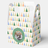 可愛いクリスマスツリー赤い緑の家族カスタム写真 フェイバーボックス (オープン)