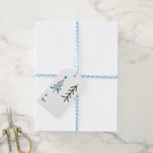 可愛いクリスマスツリー ギフトタグ (より糸付き)