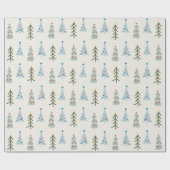 可愛いクリスマスツリー ラッピングペーパー (フラット)