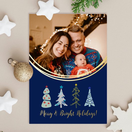 可愛いクリスマスツリー 箔シーズンカード