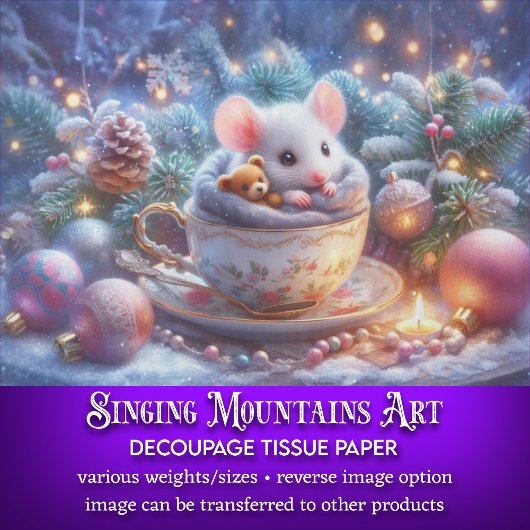 可愛いクリスマスティーカップマウス&テディベアデコップページ 薄葉紙