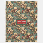 可愛いクリスマステディベアーズパステルミュート色 フリースブランケット (正面)