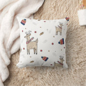 可愛いクリスマスディアーイラストレーション柄 クッション (ブランケット)