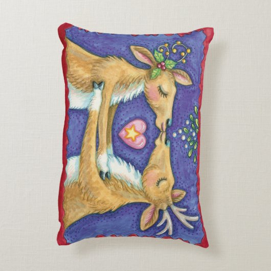 可愛いクリスマストインデナー、ロマンチックなキスwミスタントウ アクセントクッション (裏面(縦))