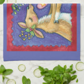 可愛いクリスマストインデナー、ロマンチックなキスwミスタントウ キッチンタオル (折り畳み)