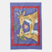 可愛いクリスマストインデナー、ロマンチックなキスwミスタントウ キッチンタオル (縦)