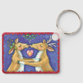 可愛いクリスマストインデナー、ロマンチックなキスwミスタントウ キーホルダー (正面)