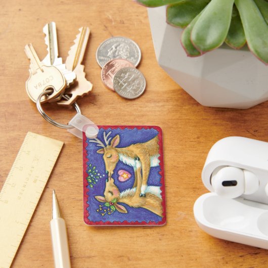 可愛いクリスマストインデナー、ロマンチックなキスwミスタントウ キーホルダー (デスク)