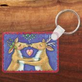 可愛いクリスマストインデナー、ロマンチックなキスwミスタントウ キーホルダー (正面)