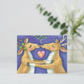 可愛いクリスマストインデナー、ロマンチックなキスwミスタントウ シーズンポストカード (スタンド正面)