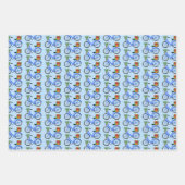 可愛いクリスマストレーラーRVバイクカラフルホリデーブルー ラッピングペーパーシート (正面)