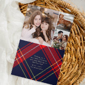 可愛いクリスマスドッグの格子模様の写真コラージュ シーズンカード