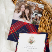 可愛いクリスマスドッグの格子模様の写真コラージュ シーズンカード