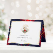 可愛いクリスマスドッグの格子模様の写真コラージュ シーズンカード