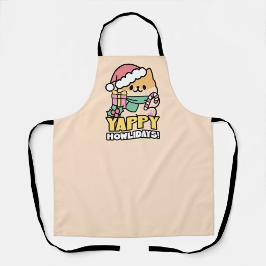 可愛いクリスマスドッグ – Yappy Howlidays エプロン (正面)