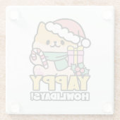 可愛いクリスマスドッグ – Yappy Howlidays ガラスコースター (裏面)