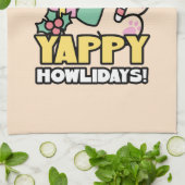 可愛いクリスマスドッグ – Yappy Howlidays キッチンタオル (折り畳み)