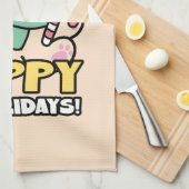 可愛いクリスマスドッグ – Yappy Howlidays キッチンタオル (四つ折り)