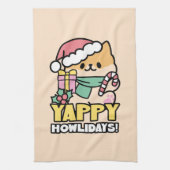 可愛いクリスマスドッグ – Yappy Howlidays キッチンタオル (縦)