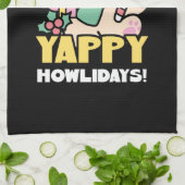 可愛いクリスマスドッグ – Yappy Howlidays キッチンタオル (折り畳み)