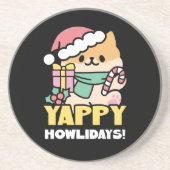 可愛いクリスマスドッグ – Yappy Howlidays コースター (正面)