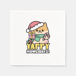 可愛いクリスマスドッグ – Yappy Howlidays スタンダードカクテルナプキン
