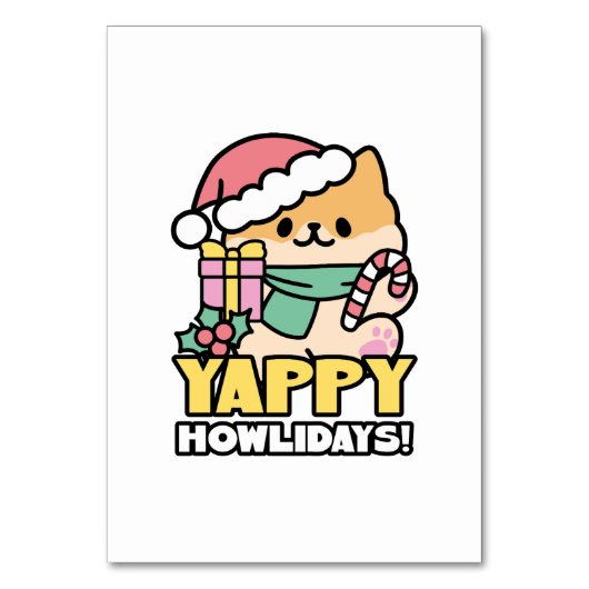 可愛いクリスマスドッグ – Yappy Howlidays テーブルナンバー (正面)