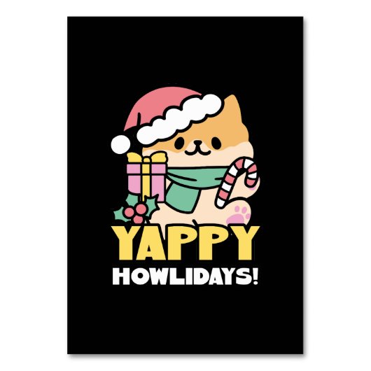 可愛いクリスマスドッグ – Yappy Howlidays テーブルナンバー (正面)