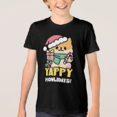 可愛いクリスマスドッグ – Yappy Howlidays トライブレンドＴシャツ (正面)