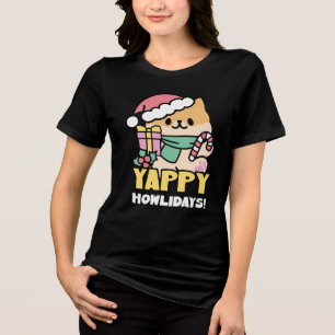 可愛いクリスマスドッグ – Yappy Howlidays トライブレンドTシャツ