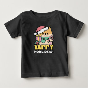 可愛いクリスマスドッグ – Yappy Howlidays ベビーTシャツ