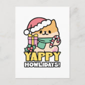 可愛いクリスマスドッグ – Yappy Howlidays ポストカード (正面)
