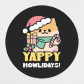可愛いクリスマスドッグ – Yappy Howlidays ラベル (デザイン1)