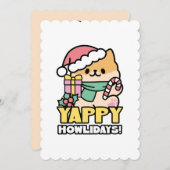 可愛いクリスマスドッグ – Yappy Howlidays 招待状 (正面/裏面)