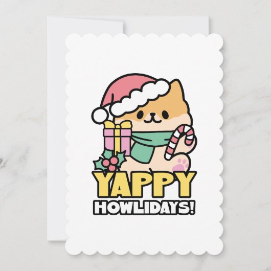 可愛いクリスマスドッグ – Yappy Howlidays 招待状 (正面)