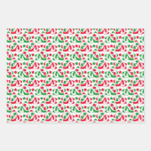 可愛いクリスマスパンダ熊キッズレッドグリーン ラッピングペーパーシート (正面)