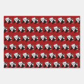 可愛いクリスマスパンダ熊キッズレッド ラッピングペーパーシート (正面)