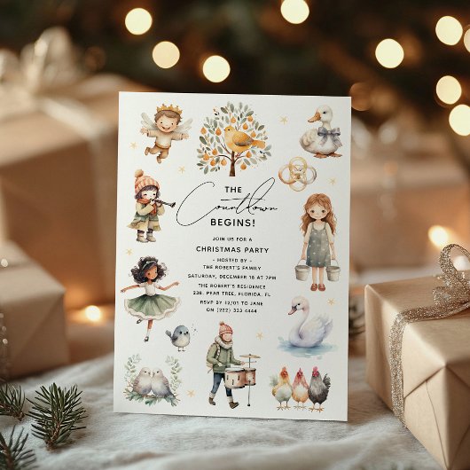 可愛いクリスマスパーティー クリスマスの12日間 招待状