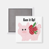 可愛いクリスマスピッグ – ハムを上げろ! マグネット (正面/裏面)