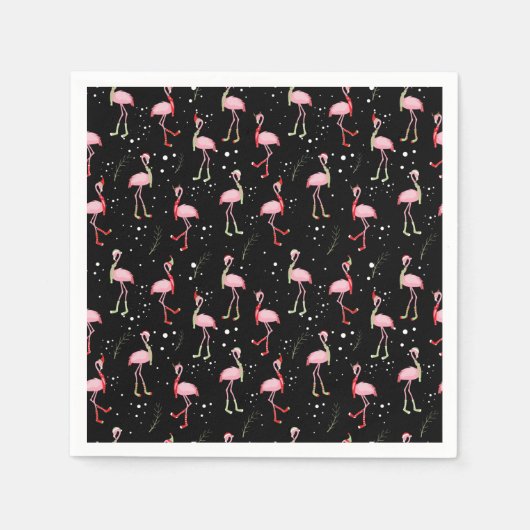 可愛いクリスマスピンクのフラミンゴパターン スタンダードカクテルナプキン (正面)