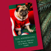 可愛いクリスマスピーピー犬ペット写真恋人レッドグリーン ラベル