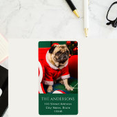 可愛いクリスマスピーピー犬ペット写真恋人レッドグリーン ラベル