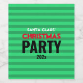 可愛いクリスマスファングリーン&お名前パーティー ワインラベル (シングルラベル)