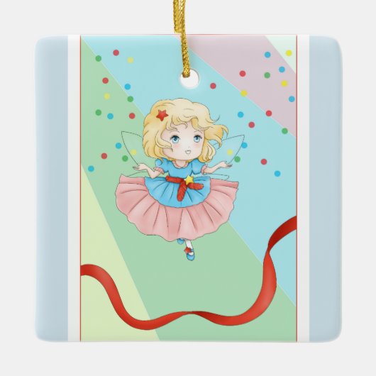 可愛いクリスマスフェアリー セラミックオーナメント (正面)